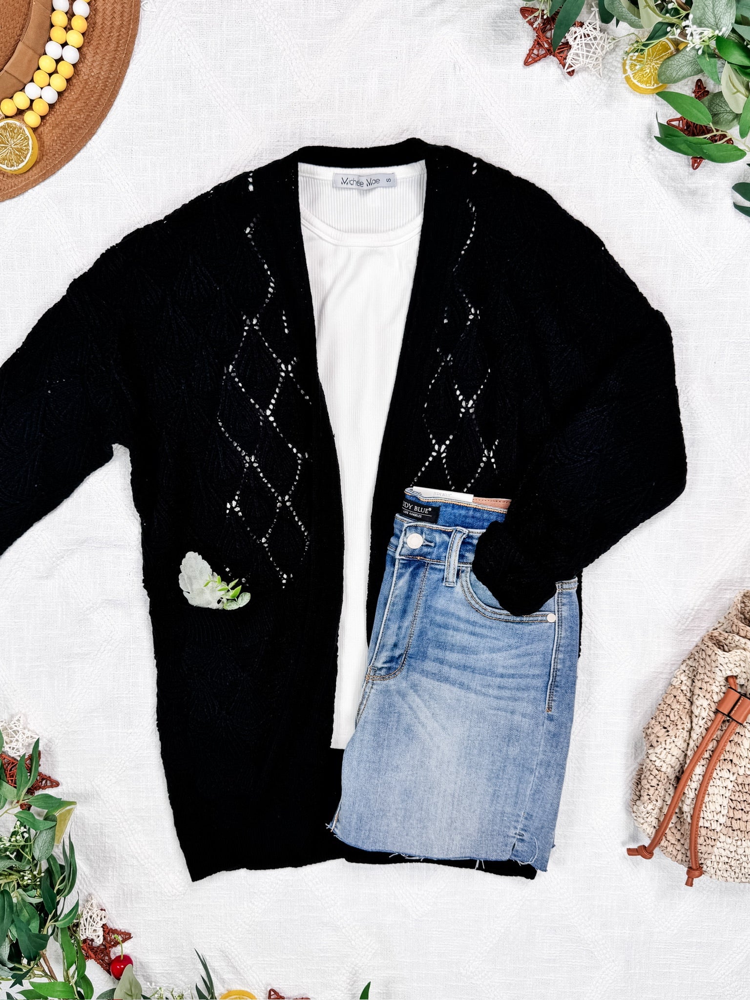 Open Knit Cardigan - Black